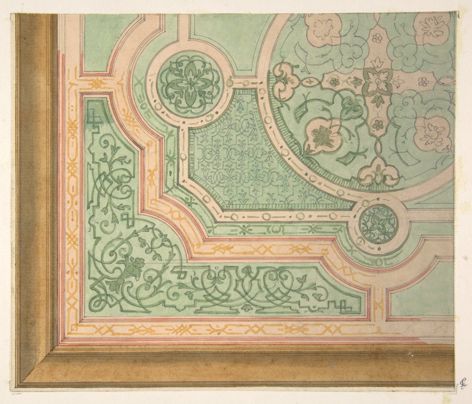Design for the decoration of a ceiling with circular medallions MET DP811293