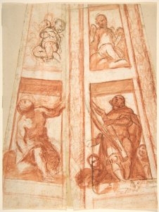 Design for the Decoration of a Cupola with a Prophet, King David and Two Putti MET DP811271