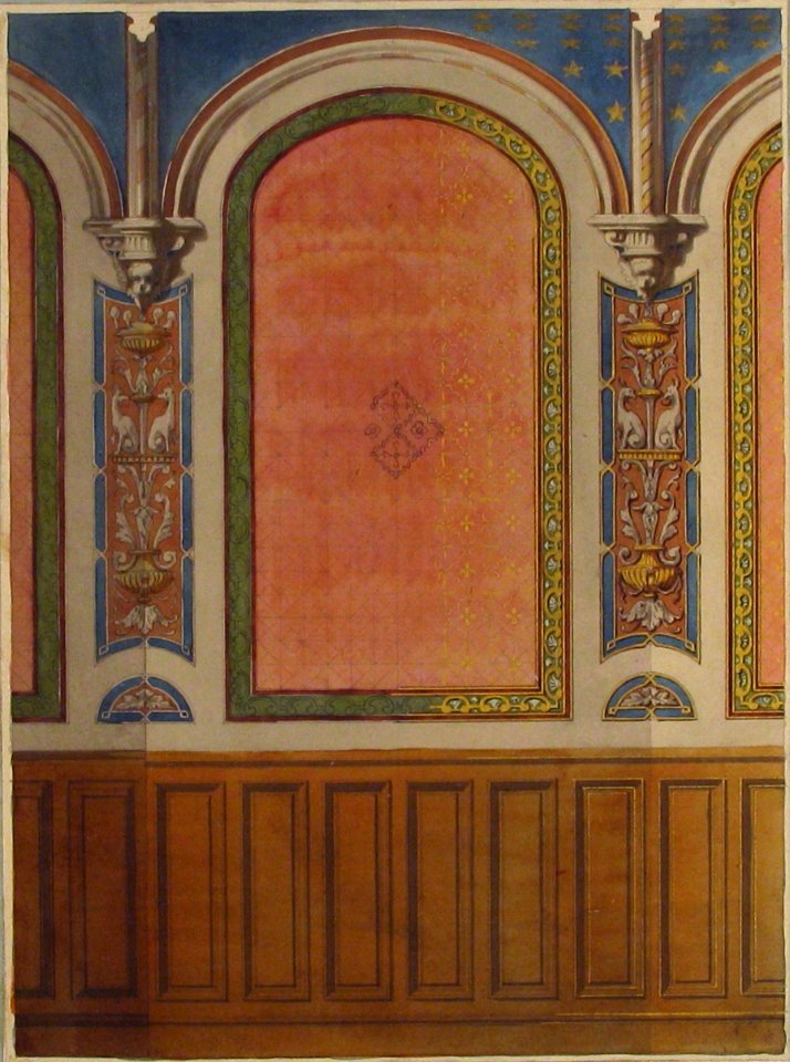 Design for the decoration of wall with wood panels and arched bays MET 67.827.201