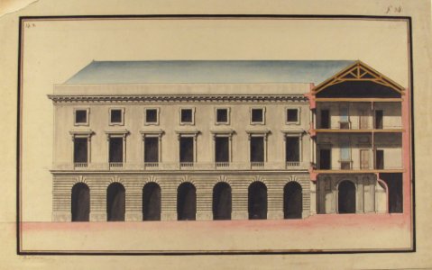 Design for the Collège de France, Paris- Elevation of the Wings of the Court with a Transverse Section through Main Front MET 1970.736.3