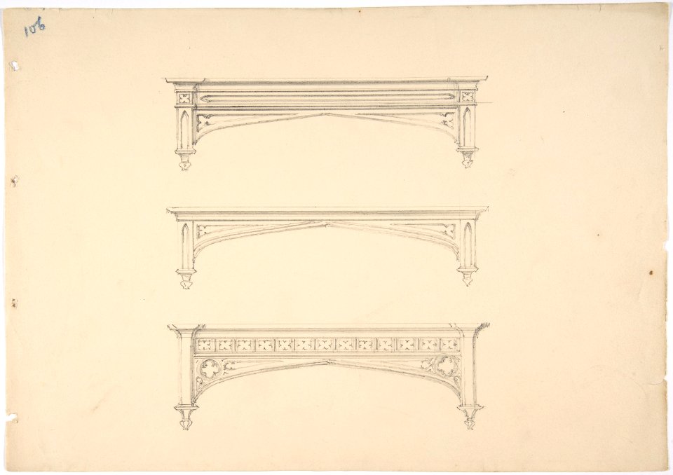 Design for Three Gothic Pediments MET DP807212
