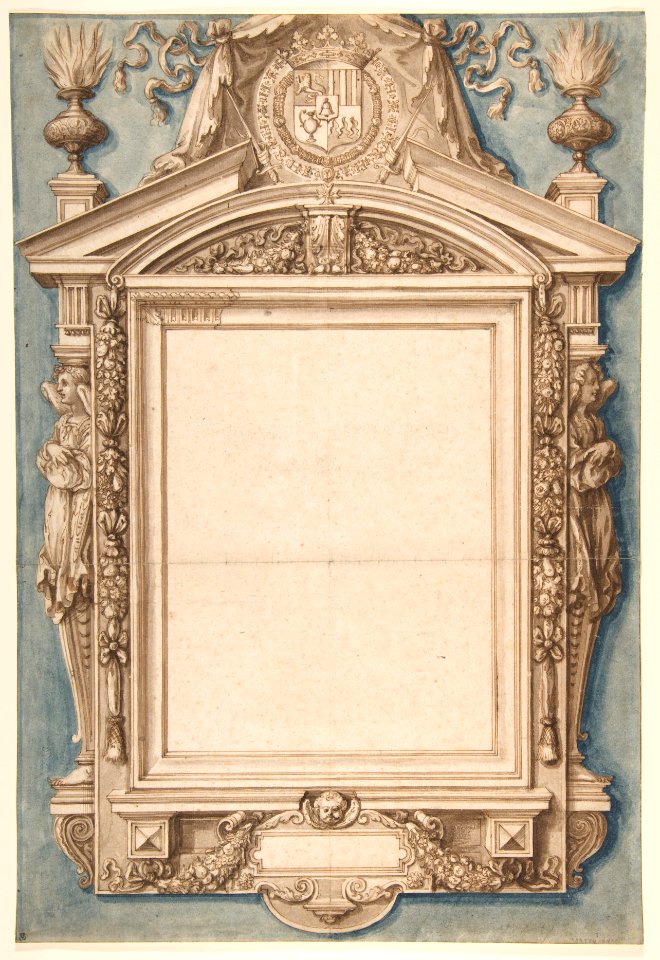 Design for the Frame of a Funerary Plaque with the Coat of Arms of Roger II de Saint Lary, Duc de Bellegarde MET DP811919