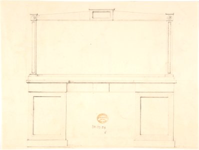 Design for Three Chairs with Curved Backs (verso- Sketch for a Sideboard) MET DP807146