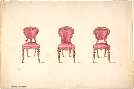Design for Three Chairs with Red Upholstery MET DP807042. Free illustration for personal and commercial use.