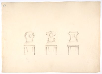 Design for Three Chairs with Arms or Devices on Backs MET DP807176