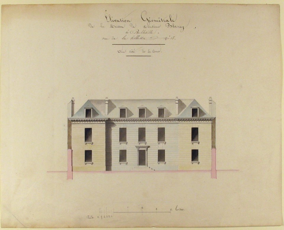 Design for the Exterior Façade of the Country House of Monsieur Blaney, Belleville (recto); Design for façade (verso) MET 1970.545