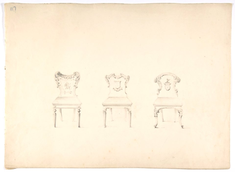 Design for Three Chairs with Armorial Ornament on Backs MET DP807175