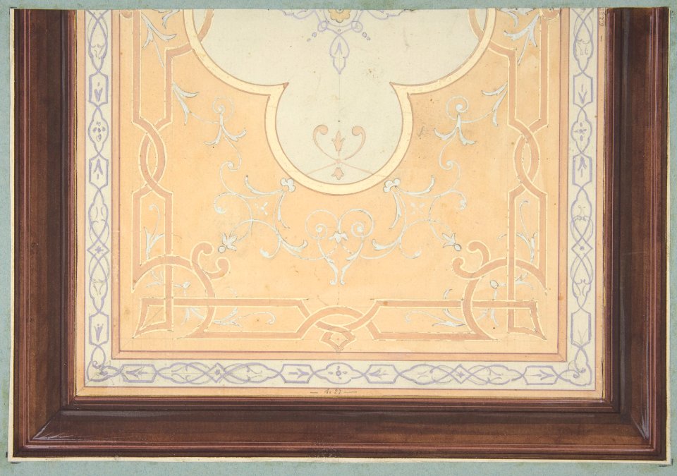 Design for the decoration of a ceiling with strapwork and rinceaux, Jules Lachaise, 1830–97
