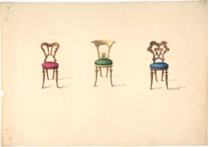 Design for Three Chairs with Red, Green and Blue Seats MET DP807161