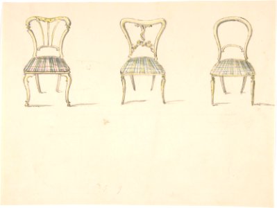 Design for Three Chairs with Curved Backs (verso- Sketch for a Sideboard) MET DP807145