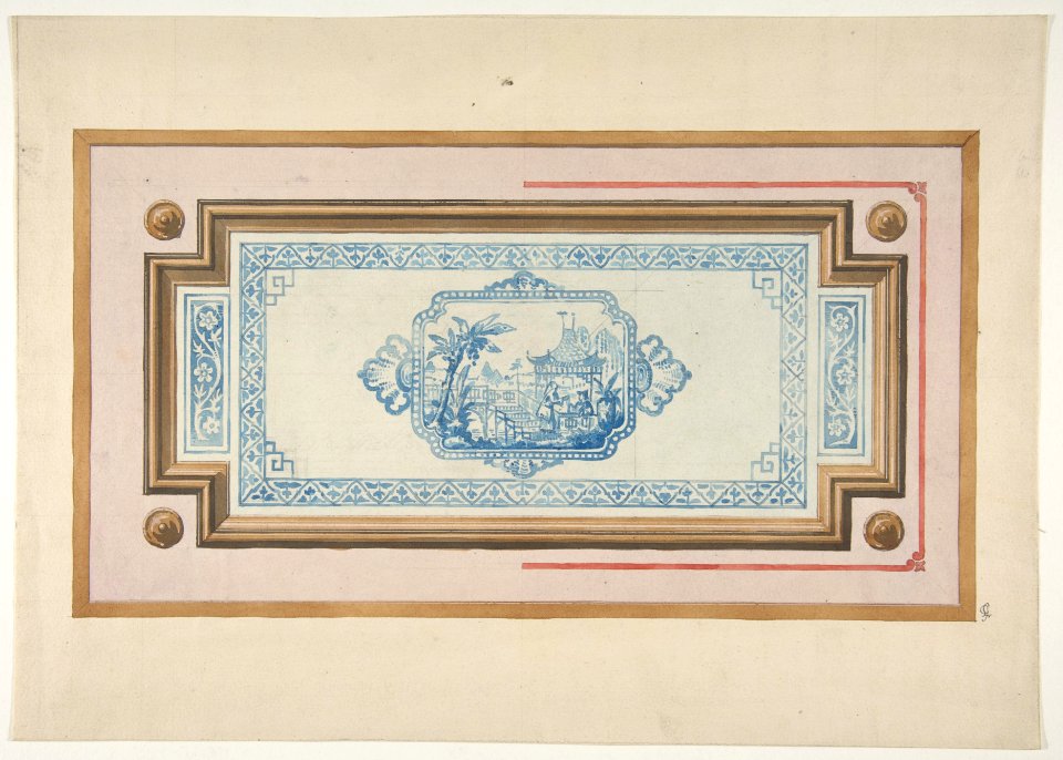 Design for the decoration of a ceiling with a Chinese blue and white design MET DP811312