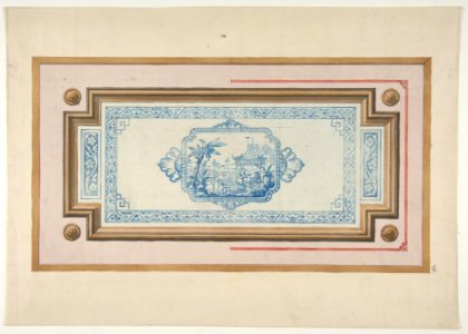 Design for the decoration of a ceiling with a Chinese blue and white design MET DP811312