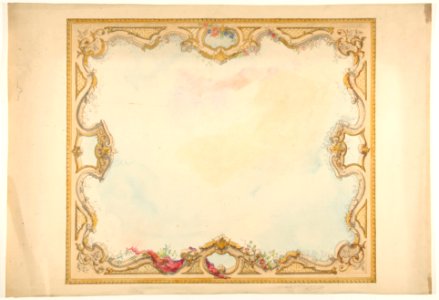 Design for the decoration of aceiling with painted clouds and a pierced border MET DP811806