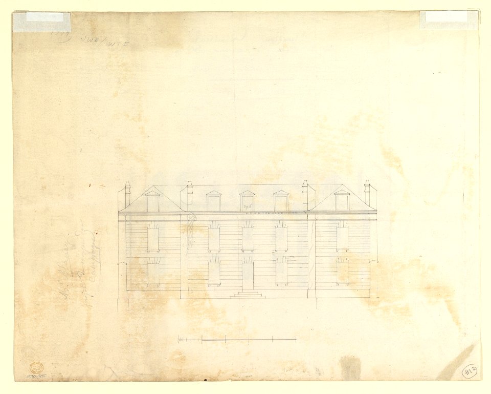 Design for the Exterior Façade of the Country House of Monsieur Blaney, Belleville (recto); Design for façade (verso) MET DP819306