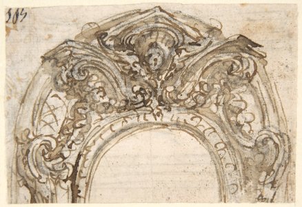 Design for the Top of an Arch, Decorated with a Cherub (recto); Design for the Frame of a Frieze (verso) MET DP809583