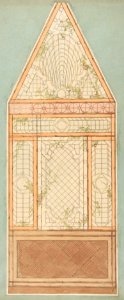 Design for the treatment of a wall with a pattern of lattices, vines, and bamboo MET DP811714