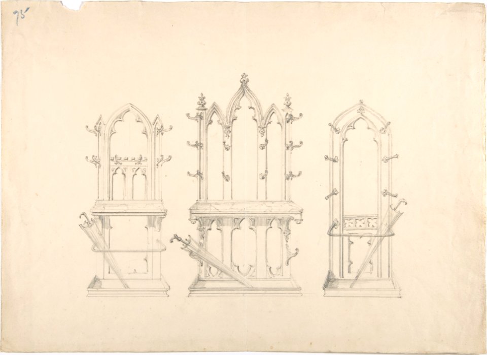 Design for Three Gothic Hat and Umbrella Stands MET DP807298