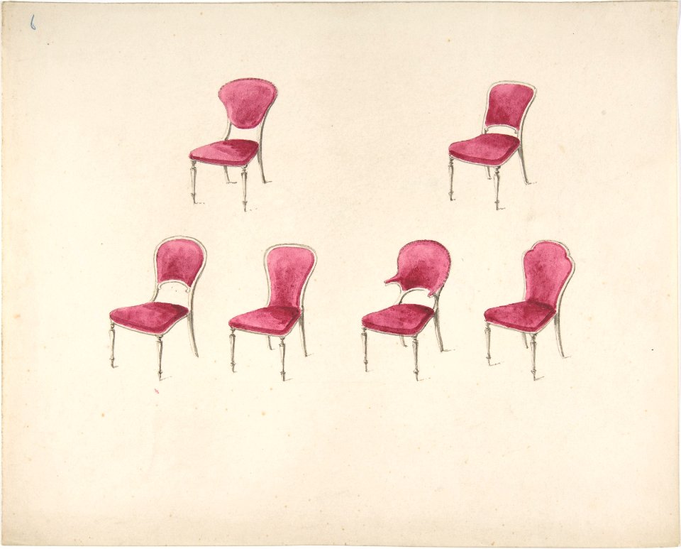 Design for Six Chairs with Scarlet Upholstery (verso- Sketch for Sofa) MET DP807166