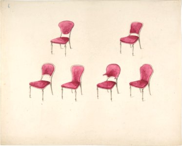 Design for Six Chairs with Scarlet Upholstery (verso- Sketch for Sofa) MET DP807166