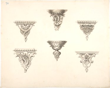 Design for Six Brackets with Rocaille Ornament and Strapwork MET DP807266