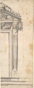 Design for the Right Side of a Door with Pediment and Fluted Pilasters MET DP802618
