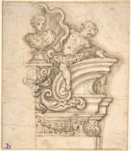 Design for the Right Half of an Overdoor Decoration with a Bust MET DP809727