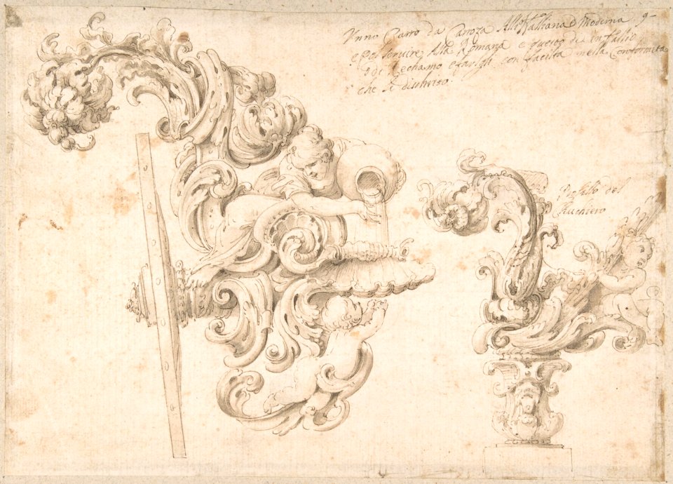 Design for the Rear of a Coach with a Girl Pouring Water into a Shell MET DP802681
