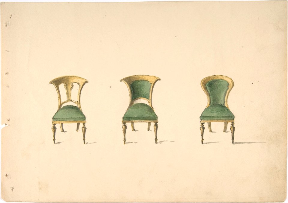 Design for Three Chairs with Green Upholstery MET DP807158