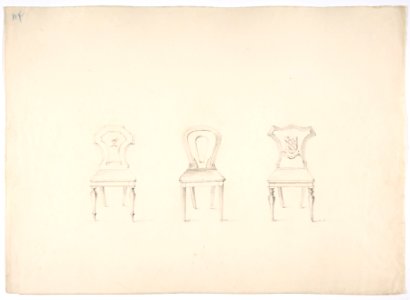 Design for Three Chairs, Two with Armorial Ornament on Backs MET DP807178