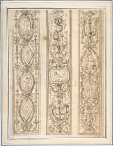 Design for Three Upright Panels of Ornament Arabesques MET DP808595
