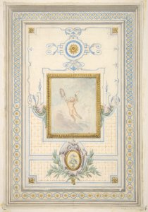 Design for the painted decoration of a ceiling with the monogram- AS MET DP811230