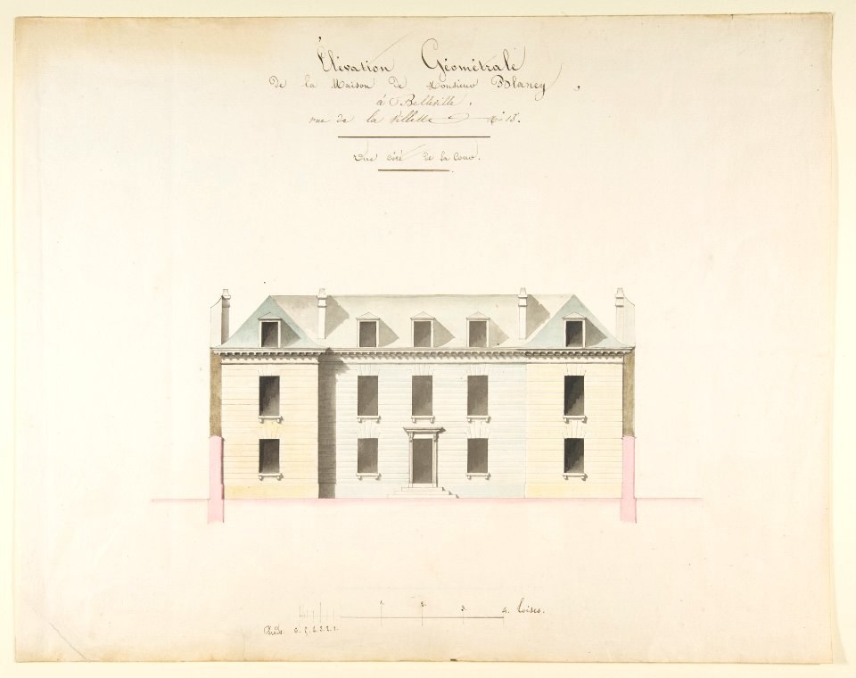 Design for the Exterior Façade of the Country House of Monsieur Blaney, Belleville (recto); Design for façade (verso) MET DP812947
