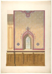 Design for the painted decoration of a wall pierced by an arched window MET DP811211
