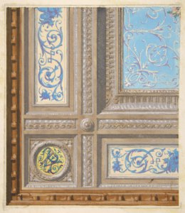 Design for the painted decoration of a coffered ceiling with initials- VR MET DP811231