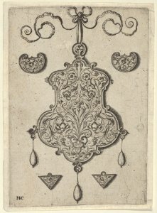 Design for the Verso of a Pendant with a Flower-Piece at Bottom Center MET DP837430
