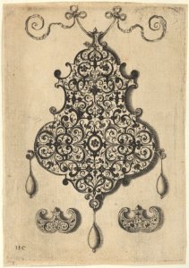Design for the Verso of a Pendant with an Oval Motif Between Strapwork MET DP837374