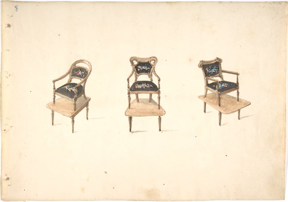Design for Three Small Elevated Armchairs MET DP807163
