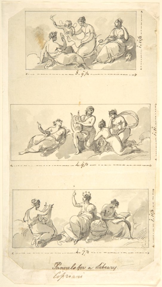 Design for Three Panels for a Library, Giovanni Battista Cipriani, 1745–85