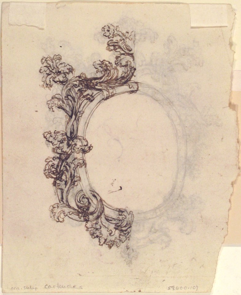 Design for a Decorative Oval Frame (Recto). Half sketch for a Decorative Oval Frame (Verso). MET 59.600.107 VERSO