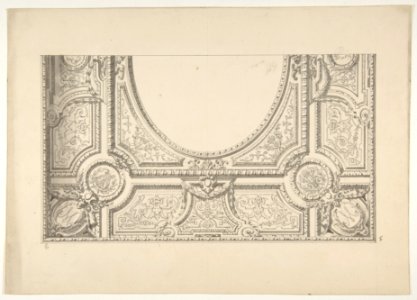 Design for the painted decoration of a ceiling with the monogram- M MET DP811235