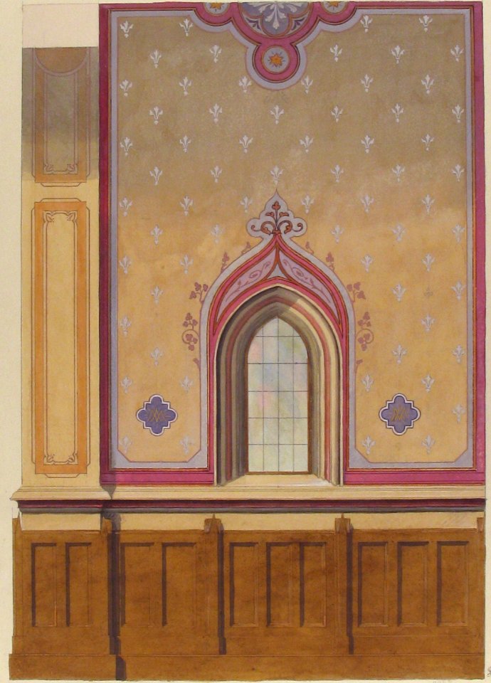 Design for the painted decoration of a wall pierced by an arched window MET 67.827.189
