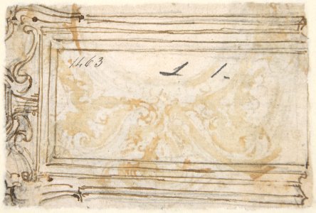 Design for the Top of an Arch, Decorated with a Cherub (recto); Design for the Frame of a Frieze (verso) MET DP809584