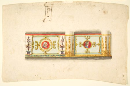 Design for a Decorative Wall Panel with Profile Portraits, and a Study for a Column MET DP812712