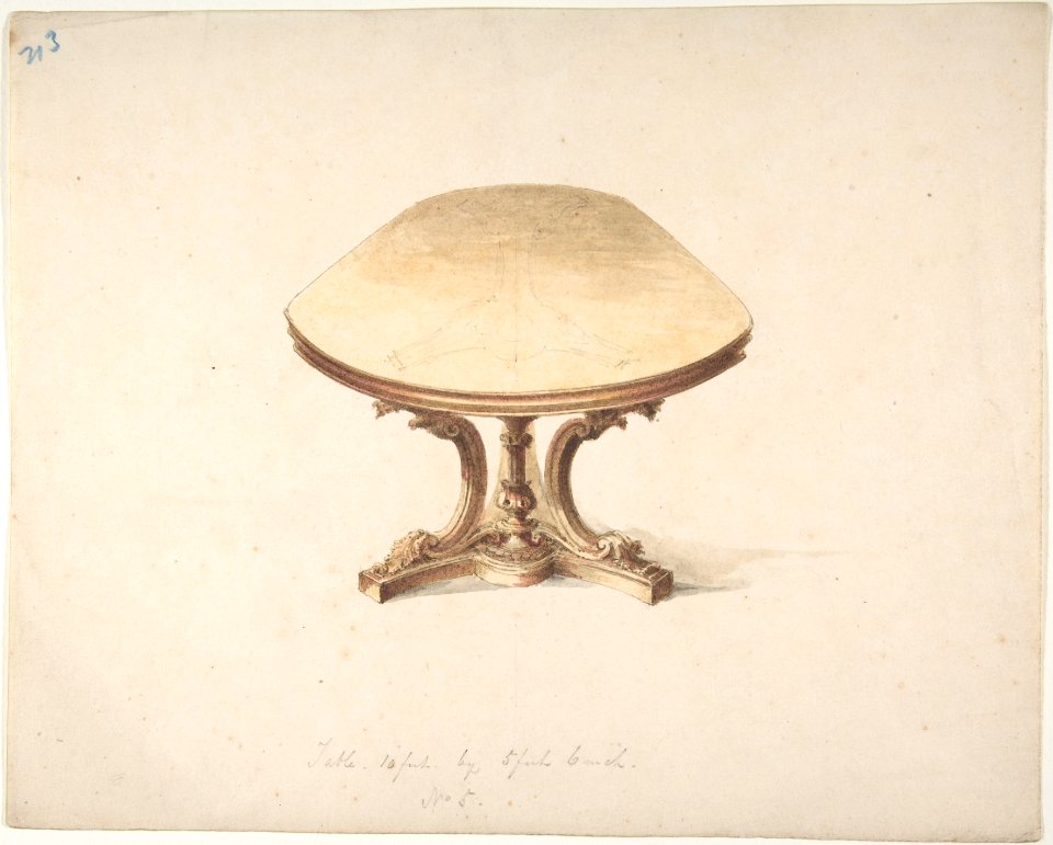 Design for a Dining Table, with Carved Pedestal-style Leg MET DP807012