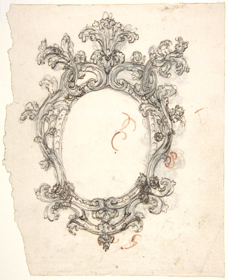 Design for a Decorative Oval Frame (Recto). Half sketch for a Decorative Oval Frame (Verso). MET DP809575