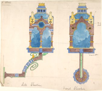 Design for a Church Wall Lantern, Front and Side Elevations MET DP806661