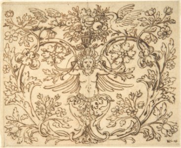 Design for a Decroative Panel with a Hybrid Figure from which Two Tendrils Emerge MET DP801985
