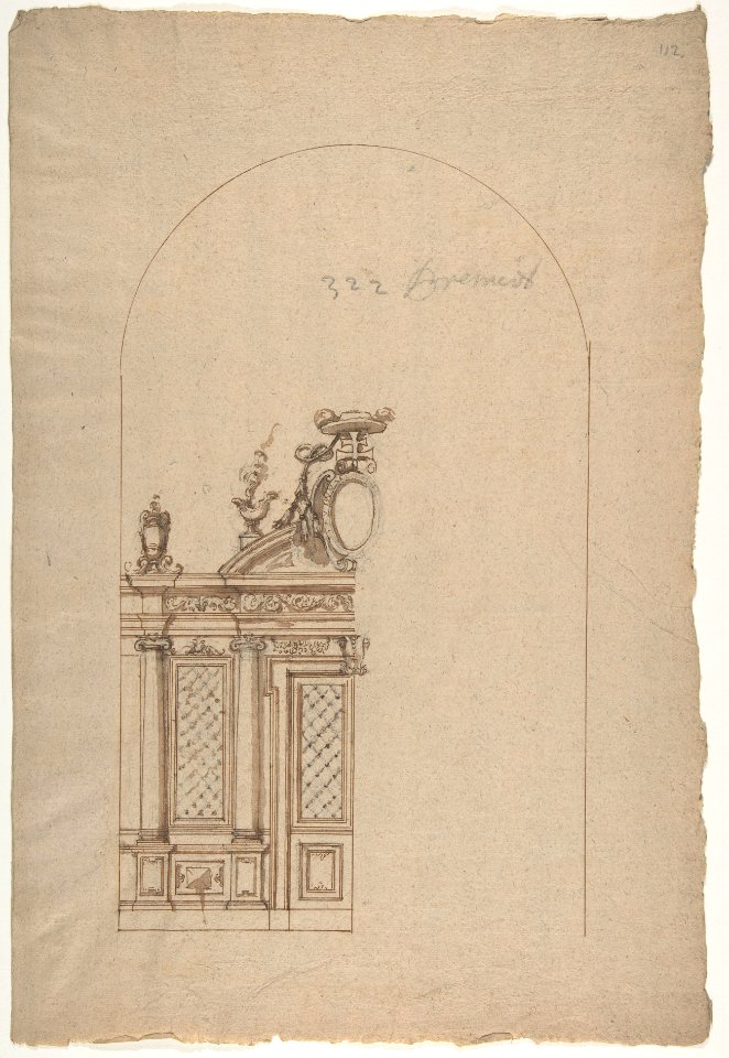 Design for a Choir Screen with a Cardinal's Hat MET DP810710
