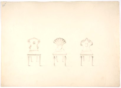 Design for Three Chairs, Two with Armorial Ornament on Backs MET DP807179