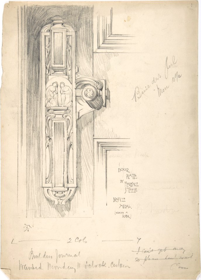 Design for a Door Plate, for the Builder's Journal MET DP805086